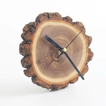 

Creative pure natural stump wood texture desktop small table clock