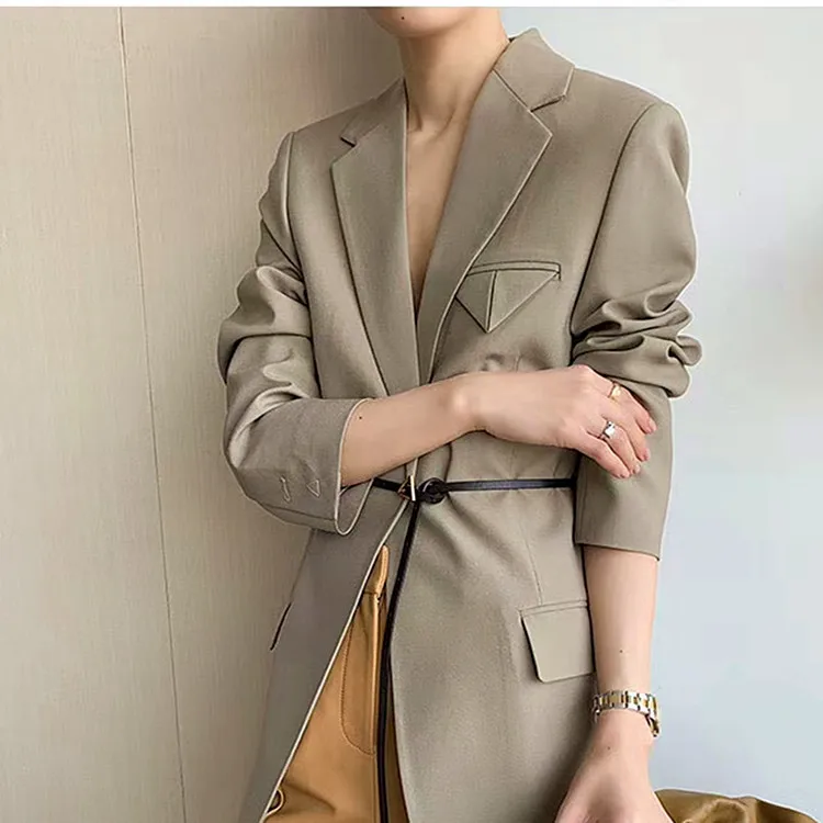 

Haute Couture Wool Blazer Female Autumn Winter Outcoat Khaki Jacket Office Lady Suit Elegant Fashion Casual Business Wear Chic