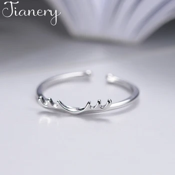 

JIANERY New Trendy 925 Sterling Silver Antlers Deer Rings For Women Men Boho Vintage Jewelry Adjustable Size Finger Rings