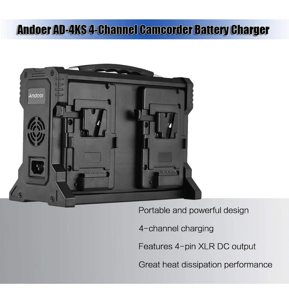 Andoer AD-4KS 4-канальный видеорегистратор видеокамера Батарея Зарядное устройство для v-образного крепления Батарея для цифровой зеркальной видеокамеры