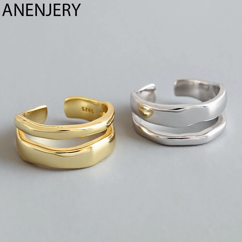 ANENJERY, очаровательные, необычные, высокая польская волна, открытые кольца, 925 пробы, серебряные кольца, ювелирные изделия для женщин, вечерние, подарки, S-R513