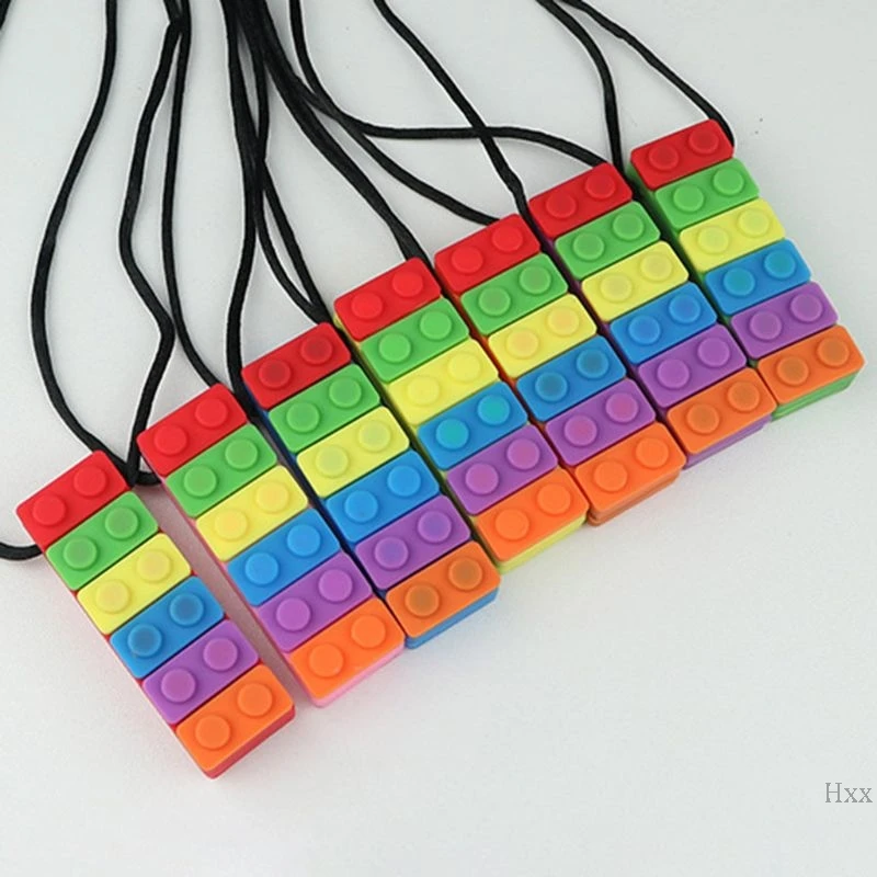 Cute Newborn Teether Kids Baby Silicone Sensory Chew Biting Toy Necklace