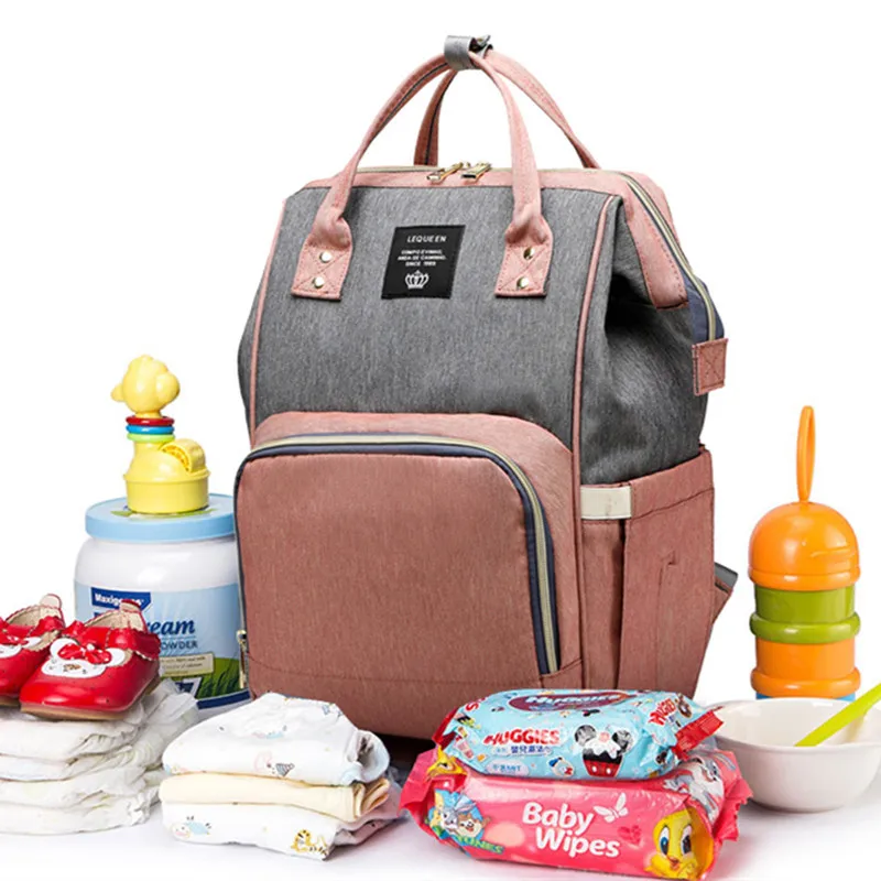 LEQUEEN USB Diaper Bag Baby Care Backpack for Mom Mummy Maternity Wet Bag Waterproof Baby Pregnant Bag