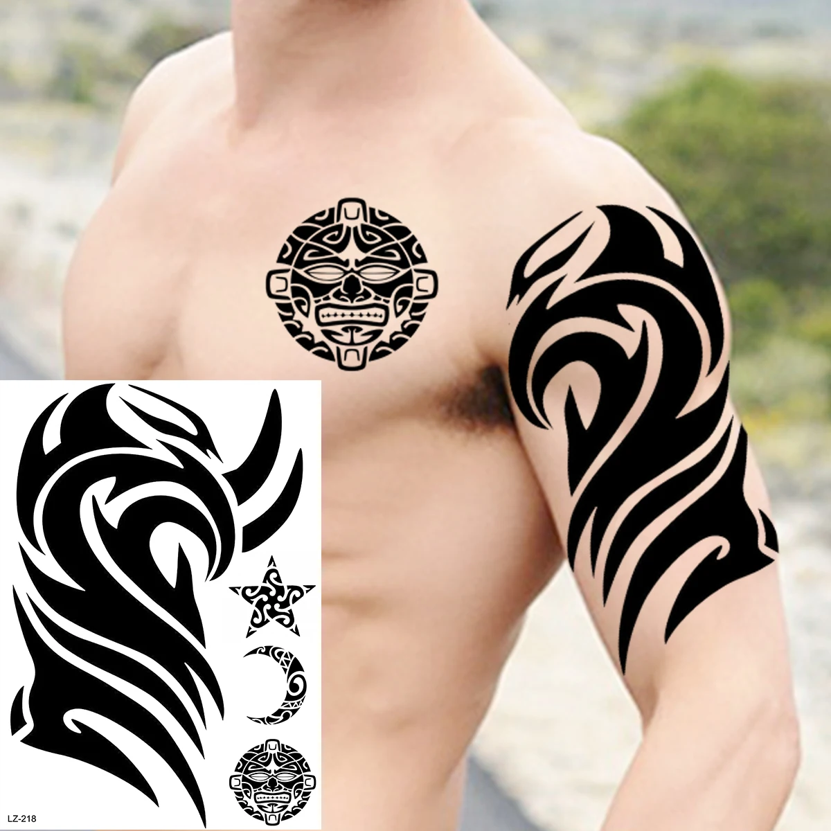 Temporäre Tattoos Schwarz – Sport, Maori & Tribal Design, Wasserdicht & Ungiftig | Für Arm, Schulter, Bein