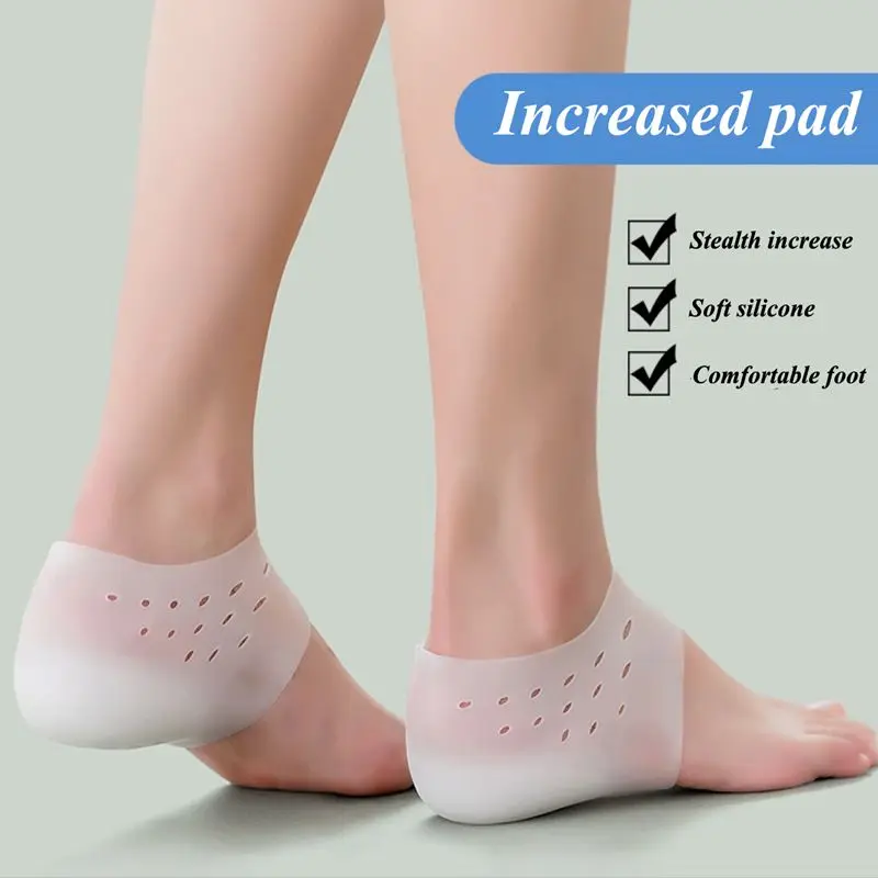 UnisexInvisibleHeightIncrease5CMSiliconeSocksGelHeelPadsOrthopedicArchSupportHeel