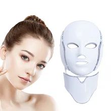 Professional 7 Color LED Facial Mask Beauty Skin Rejuvenation Photon Light Mask with Neck Therapy Wrinkle Acne Tighten Skin Tool