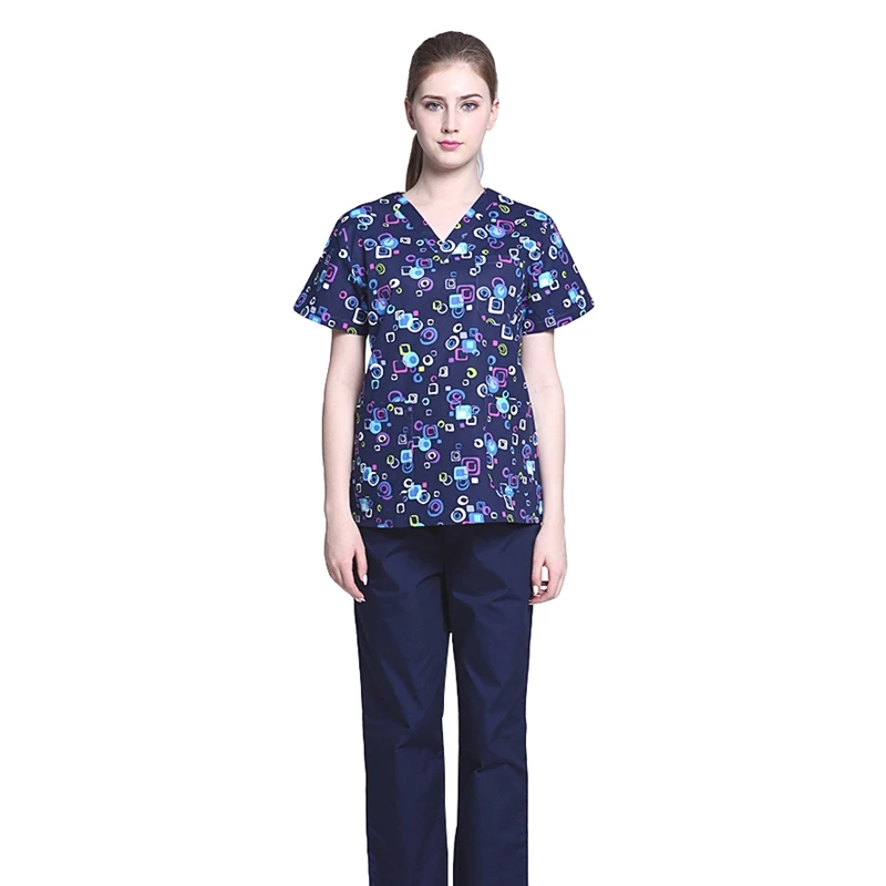 Tops Trousers women Горячая медицинская форма Больничная рабочая одежда с короткими рукавами медицинская униформа для медсестры рабочая одежда для медсестры скрабы костюм Клиническая форма - Цвет: Tops Trousers women
