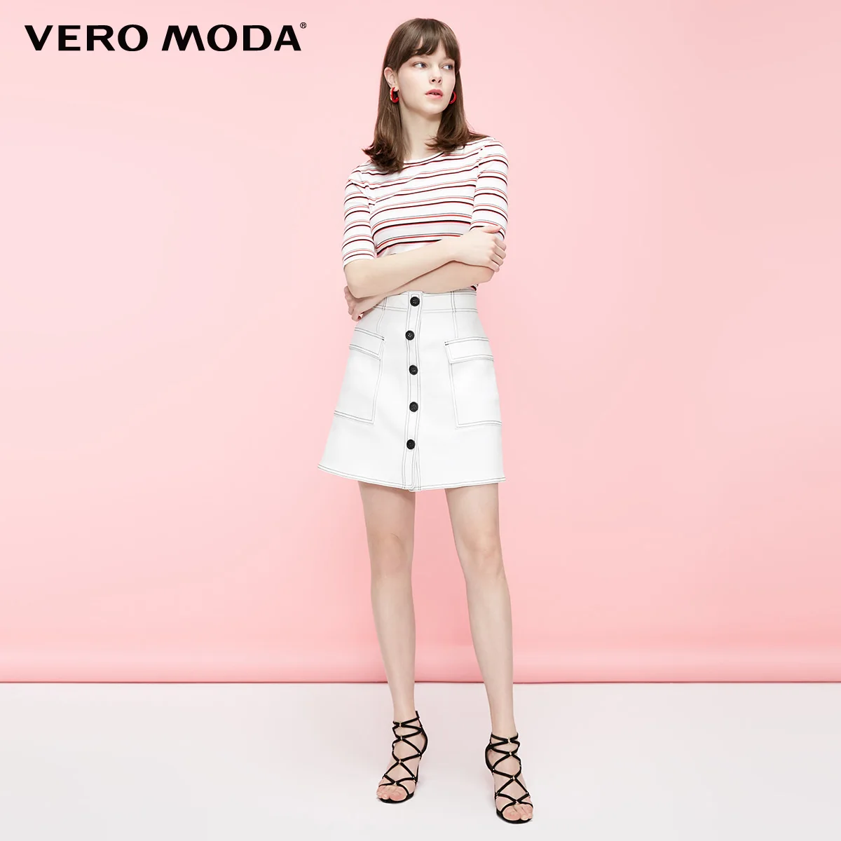 Vero Moda женская джинсовая мини-юбка с высокой талией и пуговицами | 319237528