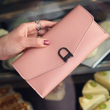 

Fashion New women's Wallet Simple Solid Color PU Imitation Leather Long Paragraph women's Casual Long Wallet