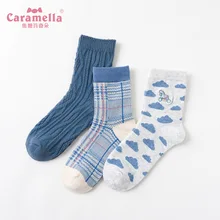 Осенние и зимние новые женские носки лошади, синие тройные персональные модные Хлопковые женские носки