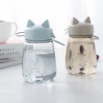 

Xmas Gift 400ml Cat Infuser Cute Water Gym Bottle Plastic Glass Infusion Kids Drink Outdoor Sports Juice Lemon Portable Kettle