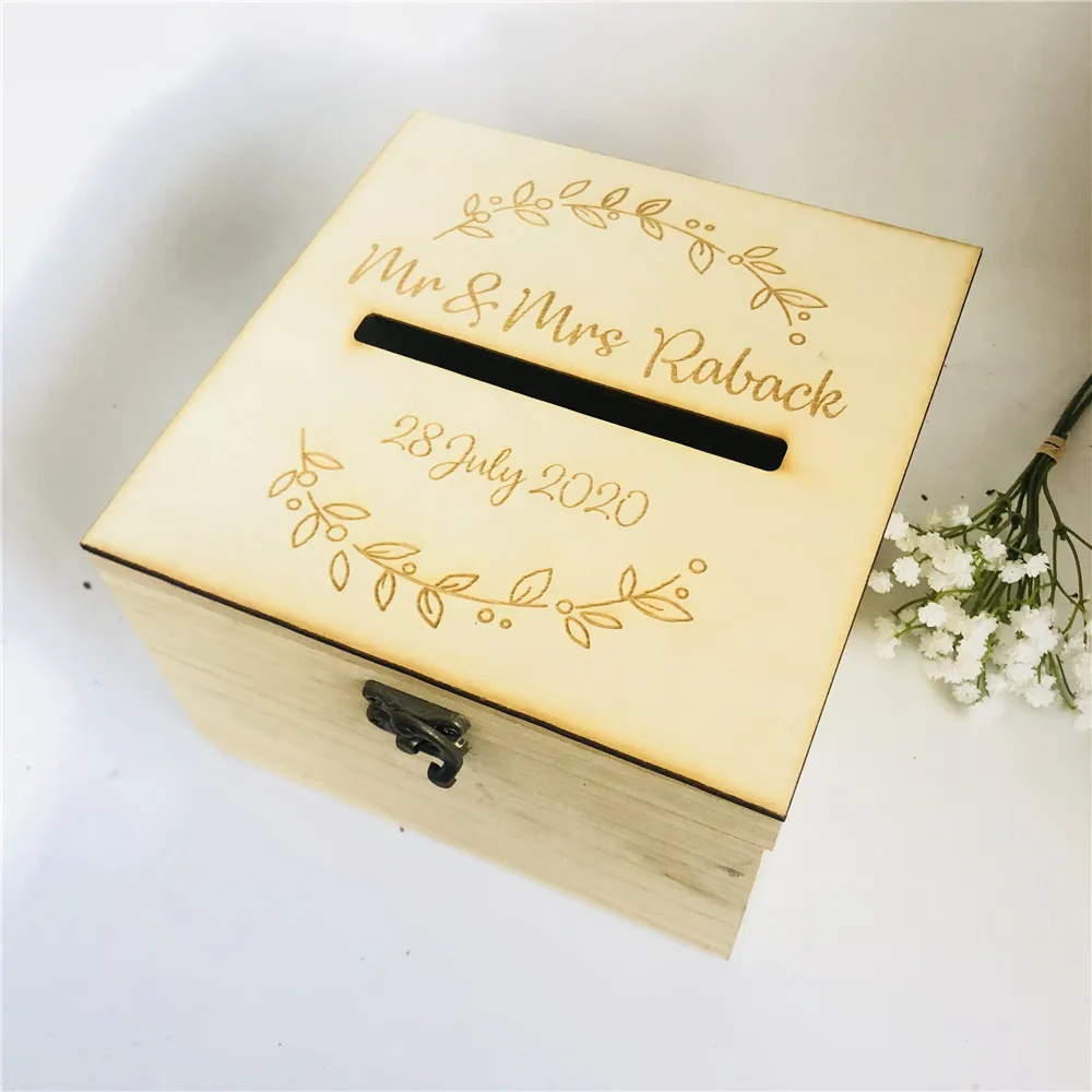 WHITE Wedding Guests Wish Post Box Wooden Box with Slot Wedding Cards Envelopes Drop in Memory Box Wishing Well Bride and Groom Personalised Present