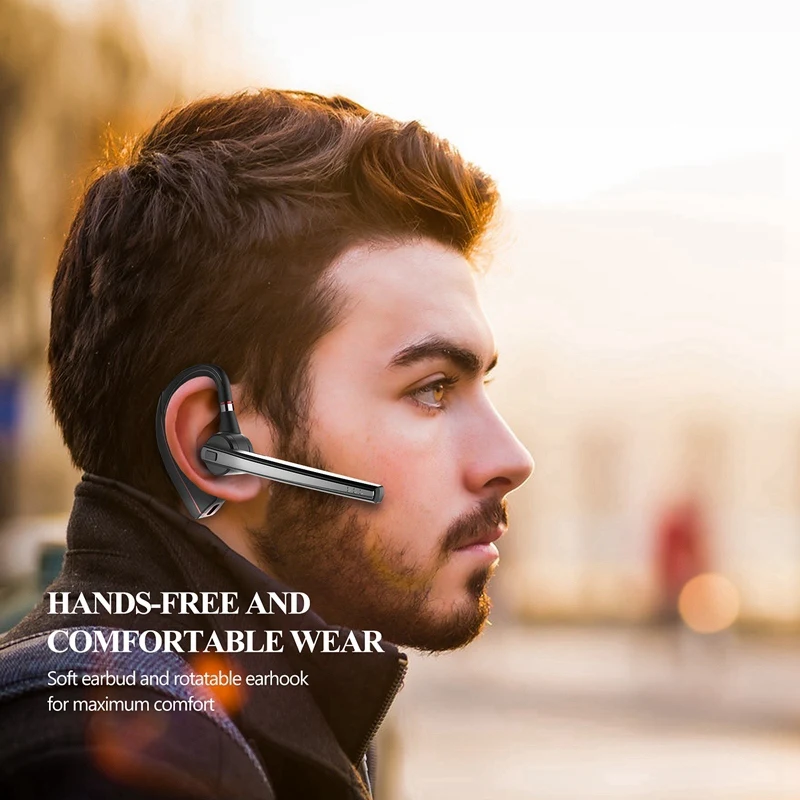 Bluetooth гарнитура, хэндс-фри Беспроводной наушник в 5,0 с микрофоном-переключатель бесшумного режима, двойная Сопряжение Bluetooth наушники-вкладыши гарнитура для вождения с круглым