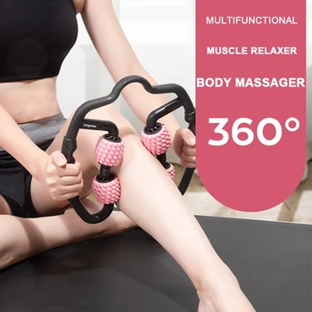 

2020 U-shape Trigger Point Massage Roller for Arm Leg Neck Muscle Tissue for Fitness Gym Yoga Pilates Sports 4 Wheel