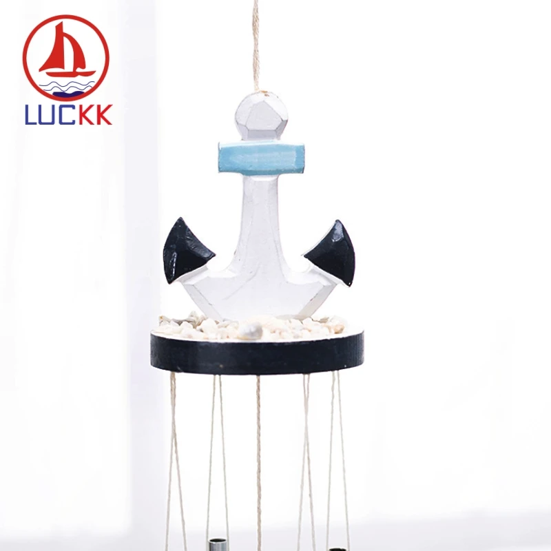 LUCKK Mediterranean Style Wood Wind Chime Fish/Ship/Starfish/Shell Creative Nordic Wedding Room Home Decor Marine Hanging Gifts