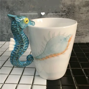 

Hand-Painted 3D Animal Mug Hippocampus Ceramic Cup Coffee Cup Cartoon Cup Cup cute mugs coffee cup travel coffee mugs
