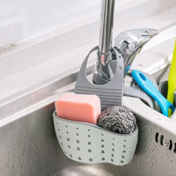 

New Portable Kitchen Accessories Utensils Organizer Adjustable Snap Sink Soap Sponge Holder Kitchen Hanging Drain Basket