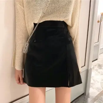 

2020 Spring WOMEN'S skirt Fashion Fashion Simple Skirt High-waisted Slit Versatile A- Line Short Women Skirts
