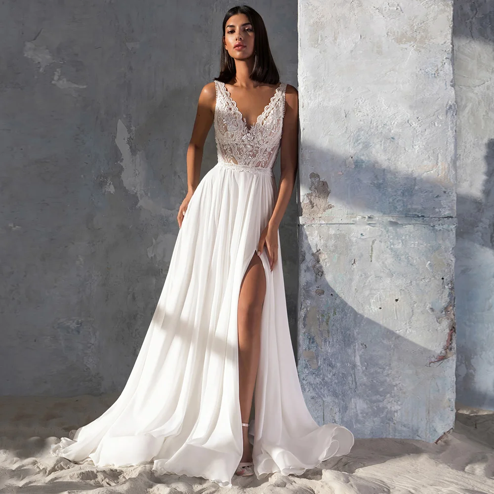 chinese dress ladies Mermaid Boho Wedding Dress Beach Bridal Dress Stunning Bohemian Lace Wedding Gown AWD2004