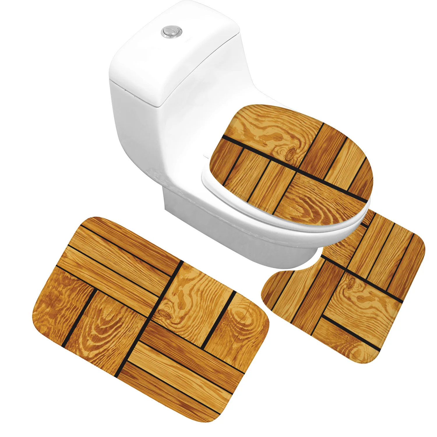 Wood 03 Zeegle деревянный напечатанный 3 шт коврик для ванной комнаты нескользящий коврик для ванной комнаты коврик для ванной набор Впитывающий Коврик для туалета набор ковров для ванной комнаты - Цвет: Wood 03