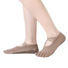 Женские нескользящие носки для йоги с открытой спиной, силиконовые Нескользящие носки с 5 носками, женские хлопковые носки для балета, танцев, тренажерного зала, фитнеса, пилатеса