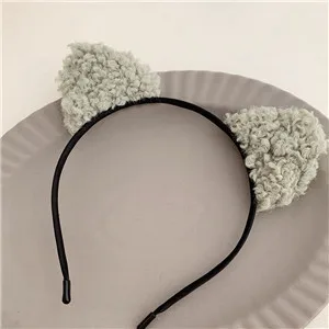 Bean green Модные женские ободки для волос с ушками животных из овечьей шерсти женские ободки женские аксессуары для волос - Цвет: Bean green