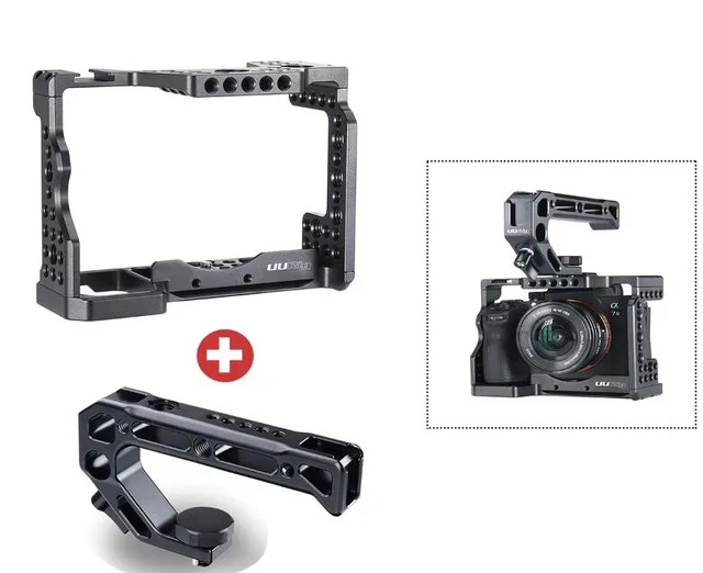 With Handle Grip UURig C-A73 клетка для камеры для sony A7III standard Arca быстросъемная пластина с верхней ручкой Горячий башмак для sony a7iii A7R3 A7M3 - Цвет: With Handle Grip