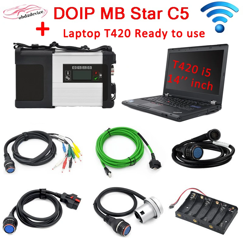 DOIP MB STAR C5 с ноутбуком T420 PC бесплатно V12. установка программного обеспечения SD C5 wifi подключение готов к работе для Mer-cedes автомобилей грузовиков - Цвет: C5 and  T420PC