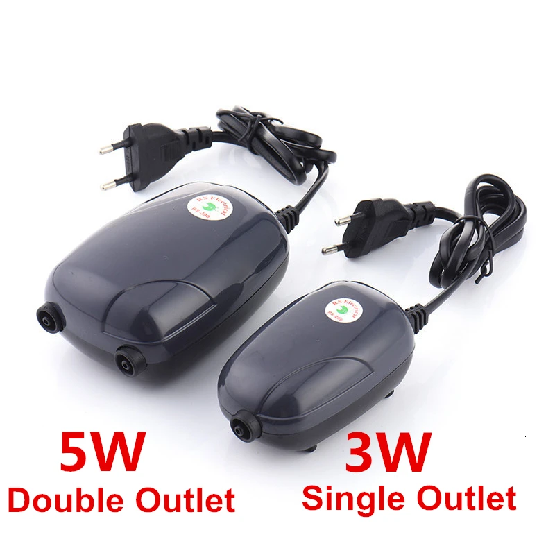 Mini Silent 3W 5W Fish Tank Inflation Pump Oxygen Delivery Air Pump Air Compressor For Aquarium Double/Single Outlet Design