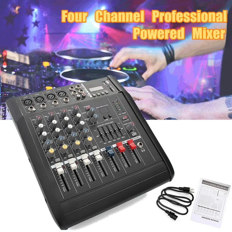 

LEORY Digital 4 Channel Audio Mixer with USB DJ Sound Mixing Console MP3 Jack Karaoke Amplifier For Karaoke KTV Match Party