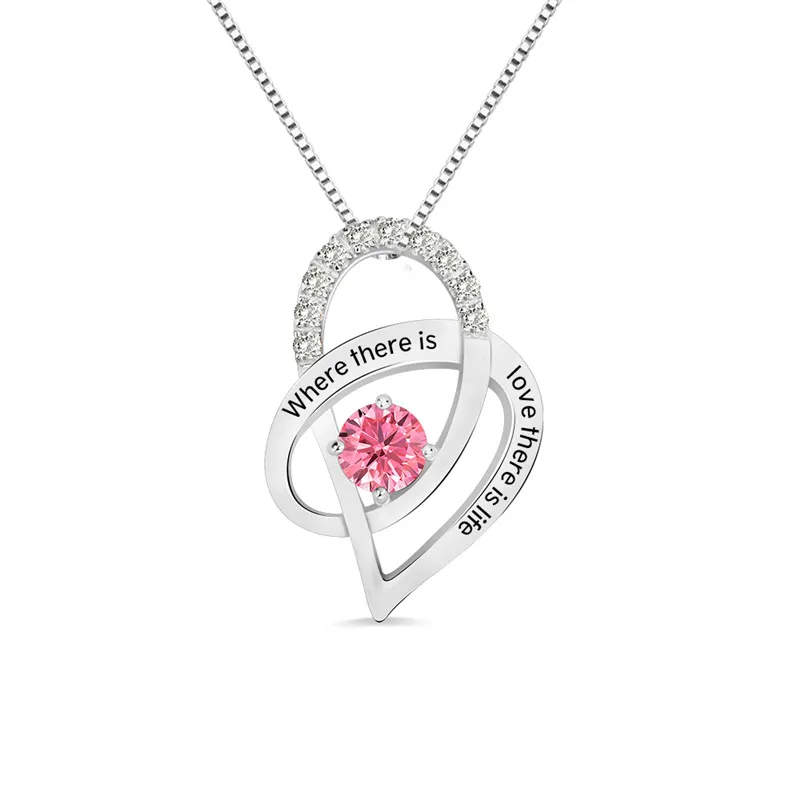 Platinum plated AILIN, заказное ожерелье со словами, 925 пробы, серебряное ожерелье с зодиакальным камнем, ожерелье с подвеской в виде сердца для мамы и мамы - Окраска металла: Platinum plated