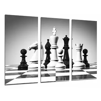

Board game, Chess Chips White and Black, photo printing on wood, modern picture decorative 26919