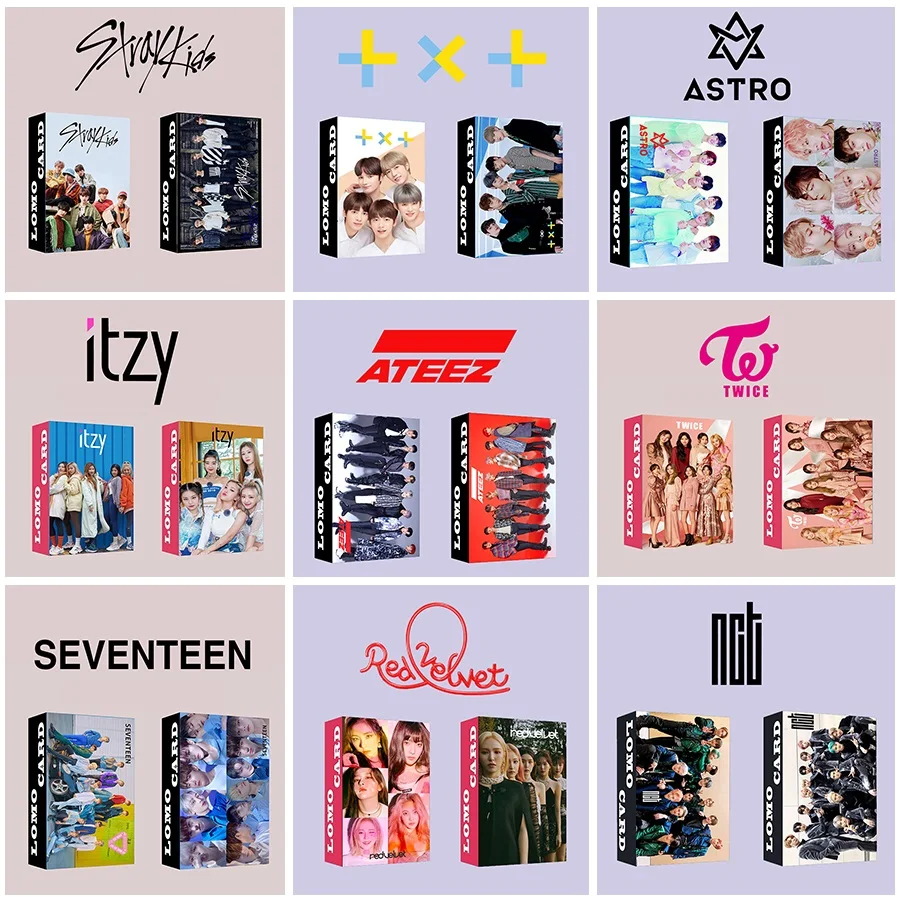 30 шт./компл. Kpop ATEEZ Lomo card Stray kids ENHYPEN GOT7 double TXT NCT ITZY фотооткрытка HD Фотопечать альбом