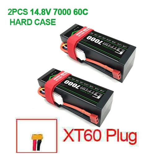DXF Батарея lipo 4S 2s 7,4 v 14,8 V 5200 мА/ч, 7000 mah литий-полимерный Батарея для RC Батарея LiPo 45c 60C для RC Buggy Crawler Monster Truck - Цвет: 2PCS XT60 Plug