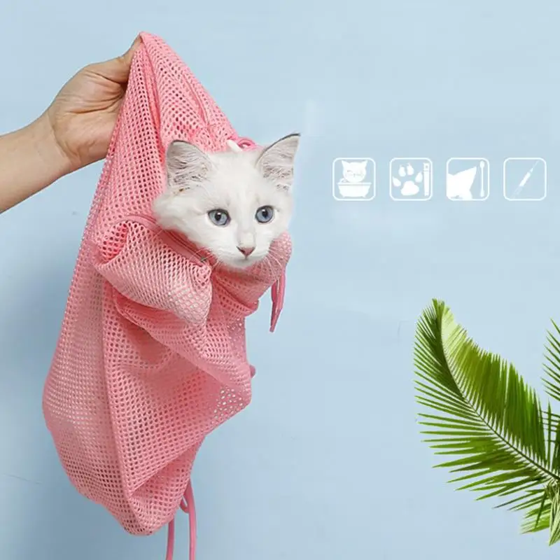 Mesh Cat Bathing Bag Cats Washing Bags Cat Bath Clean Bag Restraint Cat