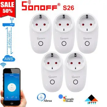 

1/5/10 PCS Sonoff S26 WiFi Basic Smart Socket EU Wireless Plug Power Sockets Smart Home Switch Work With Alexa Google Assistant
