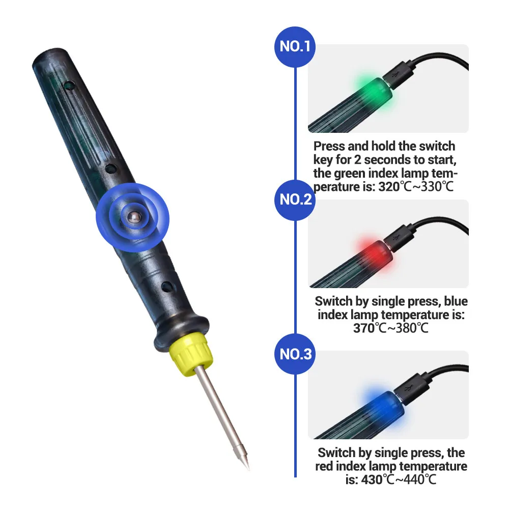 ANENG LT002 USB Электрический паяльник с регулируемой температурой DC 5 В 8 Вт сварочный паяльник инструмент для ремонта паяльник серый/зеленый