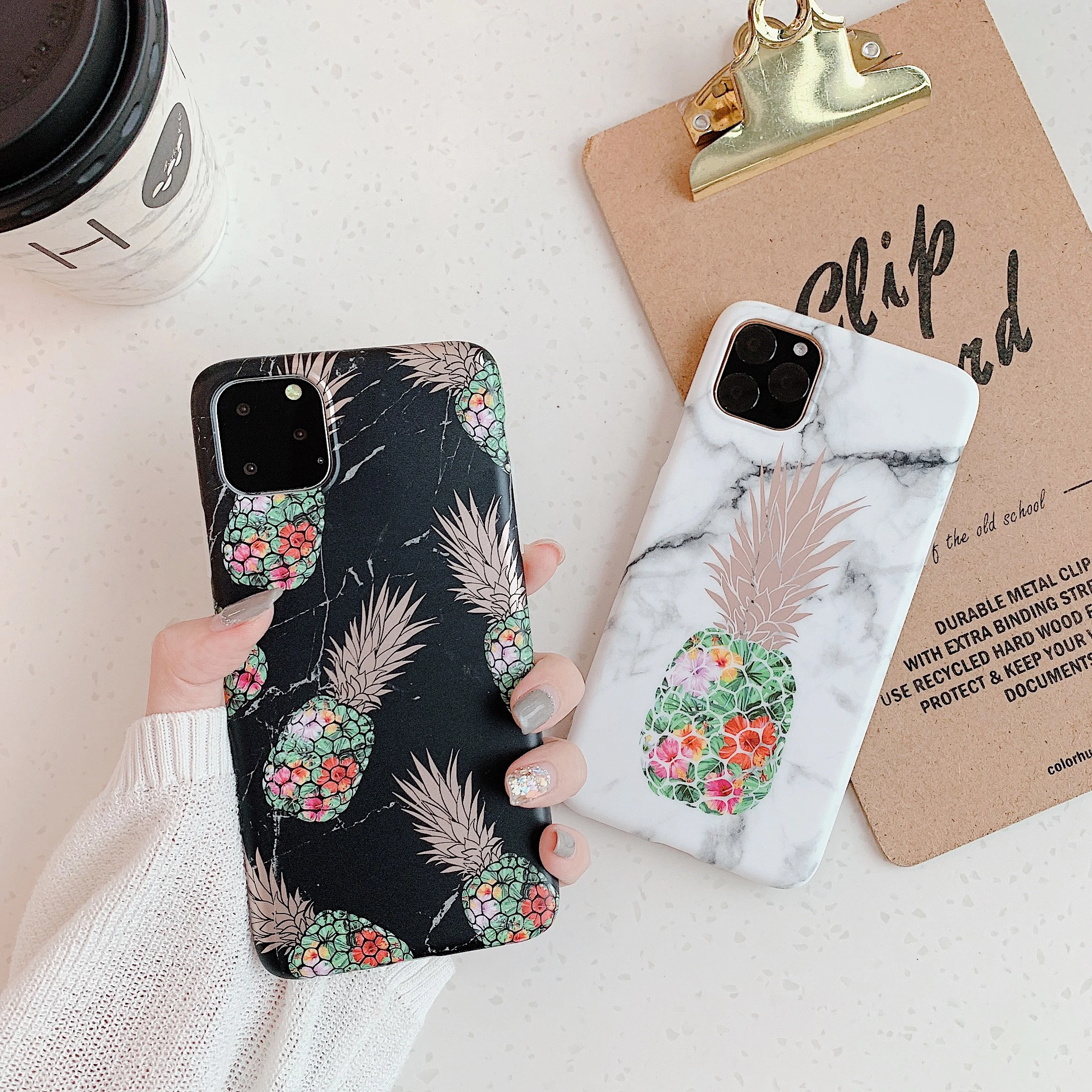 

Luxury Colorful Pineapple Fruit Marble Soft Matte Phone Case For iPhone X 6 6S 7 8 Plus XR XS 11 Pro Max Fashion Cute Back Cover