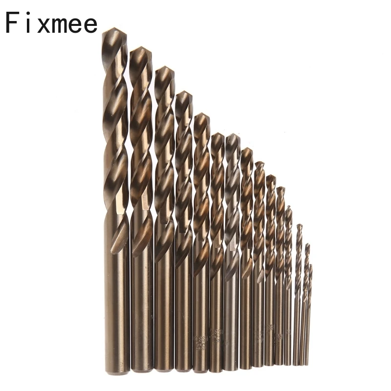 40-133mm Length Wood15pcs Cobalt Drill Bits For Metal Wood Working M35 HSS Co Steel Straight Shank 1.5-10mm Twist Drill Bit