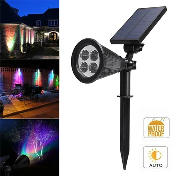 

Solar Power Spot Light LED RGB Color Garden Outdoor Path Landscape Wall Lamp 4 LEDs IP65 Waterproof Spot Lights
