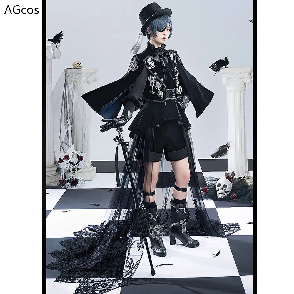 

AGCOS Black Butler Ciel Phantomhive 15th Anniversary Cosplay Costume Female Dark Halloween Cos Costumes Dress