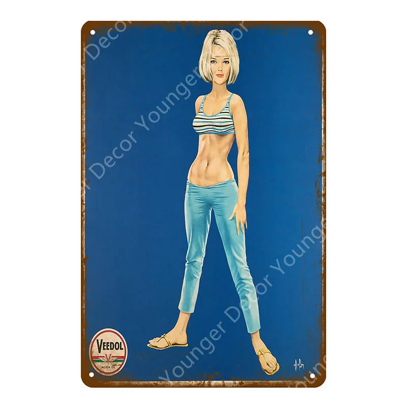 Pin Up Girl металлические знаки Самогонный плакат Сексуальная Дамская металлическая табличка настенная живопись наклейка для паба бара клуба домашний декор YI-167 - Цвет: YD6707BI