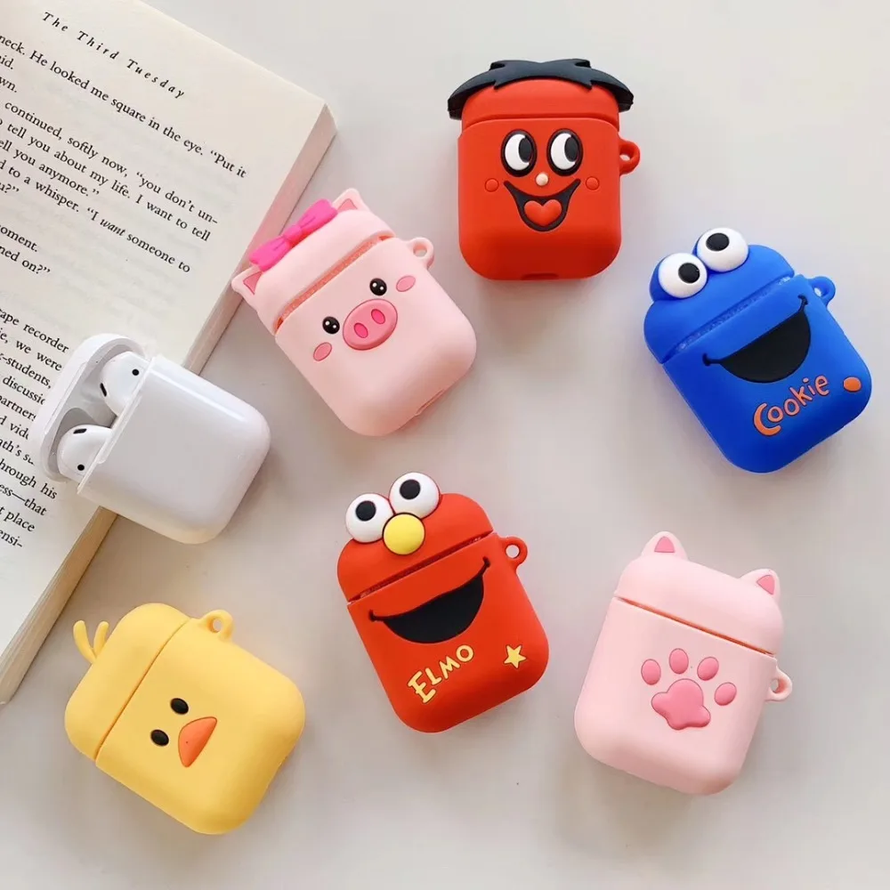 

Cartoon Wireless Bluetooth Headset case for Apple Airpods 1 2 Earphone soft Silicone Protective Cover with Finger Ring Strap