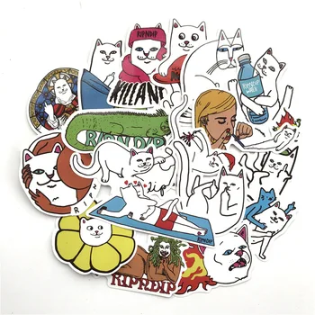 

50pcs Middle Finger Cat Graffiti Waterproof Stickers for Fridge Travel Suitcase Bike Sliding Plate Car Styling