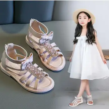 

2020 kids summer shoes little girl sandals leather big kids fashion bow princess beach sandals 3 4 5 6 7 8 9 10 12