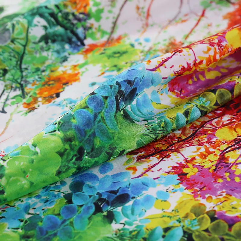 Натуральная шелковая ткань 114 см шириной 16 мм печать зеленого цвета 16 Тим настоящий материал шелк тутового ткань