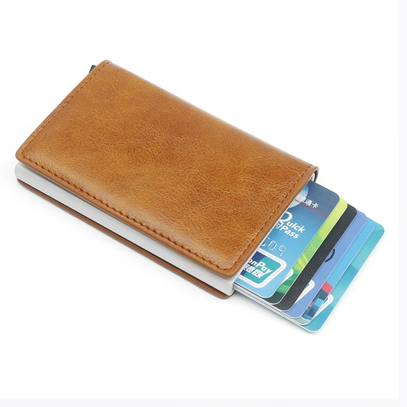

Credit card antimagnetic RFID card case automatic spring metal aluminum case anti-theft swipe card case