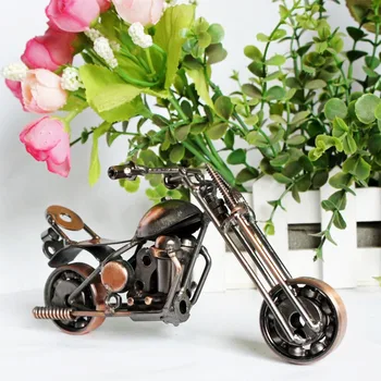 

Desktop Motor Figurine Motorcycle Model Bedroom Handmade Home Office Decoration Retro Vintage Iron Art Kid Toy Collectible Bar