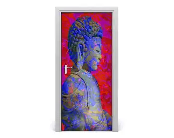 

Print Self Adhesive Picture Creative Door Decor Stickers Waterproof 3D Statue Of Buddha Mural Renovation Decals For Living Room