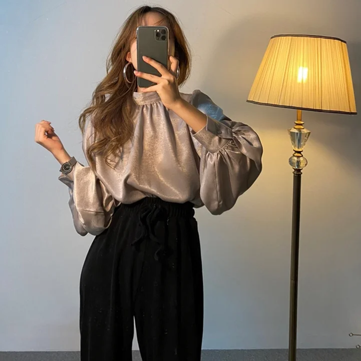 SuperAen, корейский стиль, женские рубашки, сплошной цвет, длинный рукав, женские блузки и топы, Весенняя Новинка, модная женская одежда